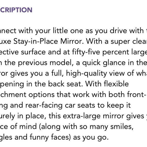 (❤️3/$30) Brica Deluxe Stay-in-place Baby Mirror - Picture 7 of 7